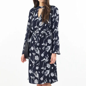 Just Female Hamie Midi Dress Long Sleeve Black White Medium Sakura Anthropologie